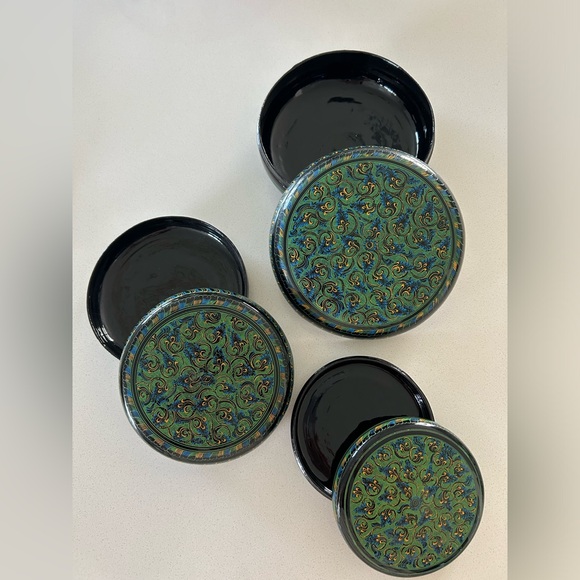 Vintage Set of 3 Asian Oriental Handmade Lacquerware Betel Kun It Boxes - Picture 4 of 5